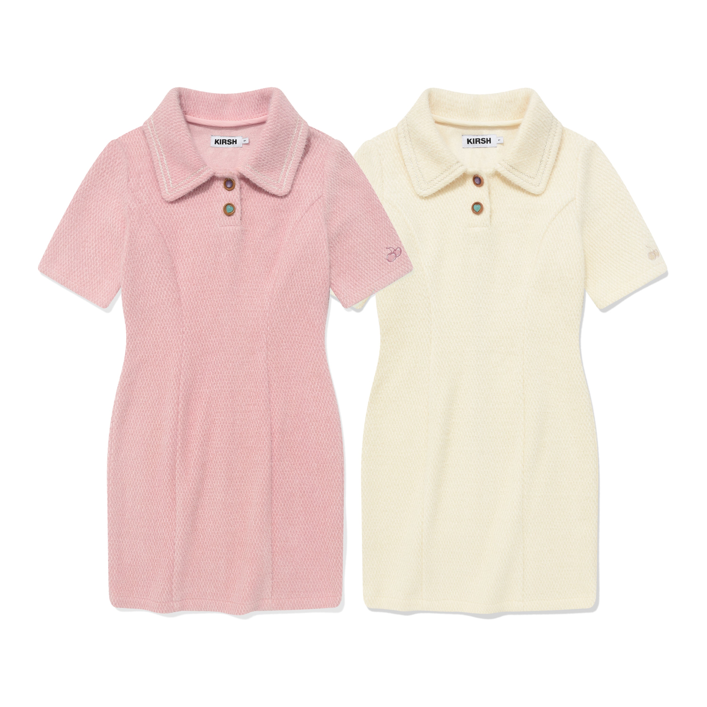 ネックポイントニットミニドレス【アイボリー】