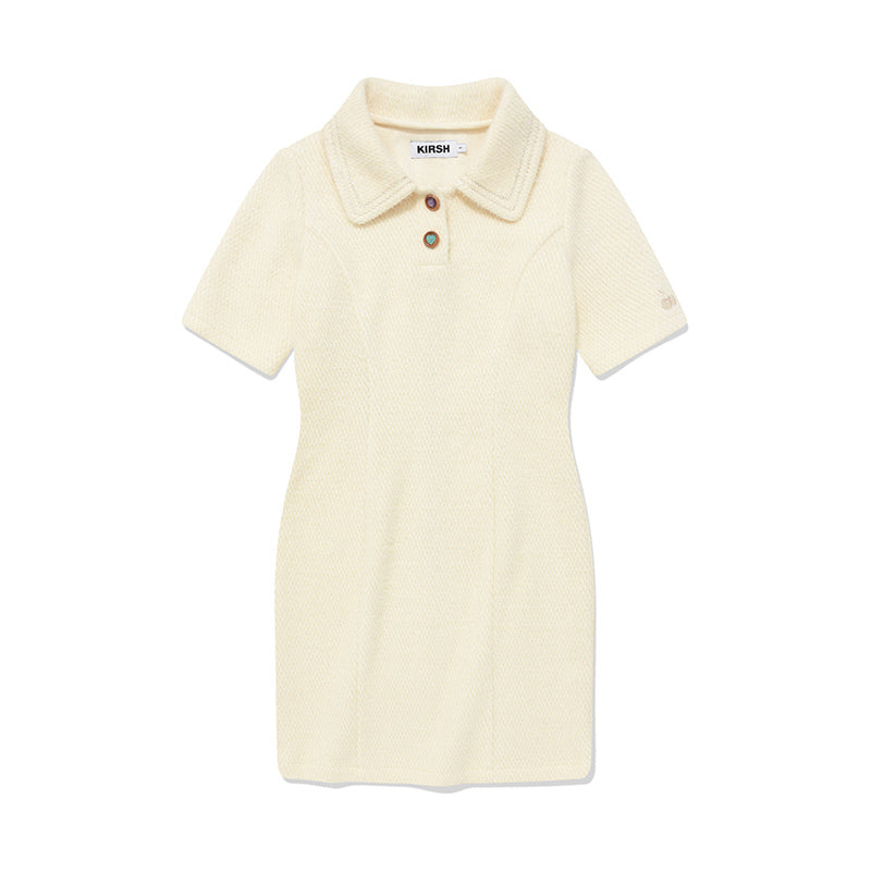 ネックポイントニットミニドレス【アイボリー】