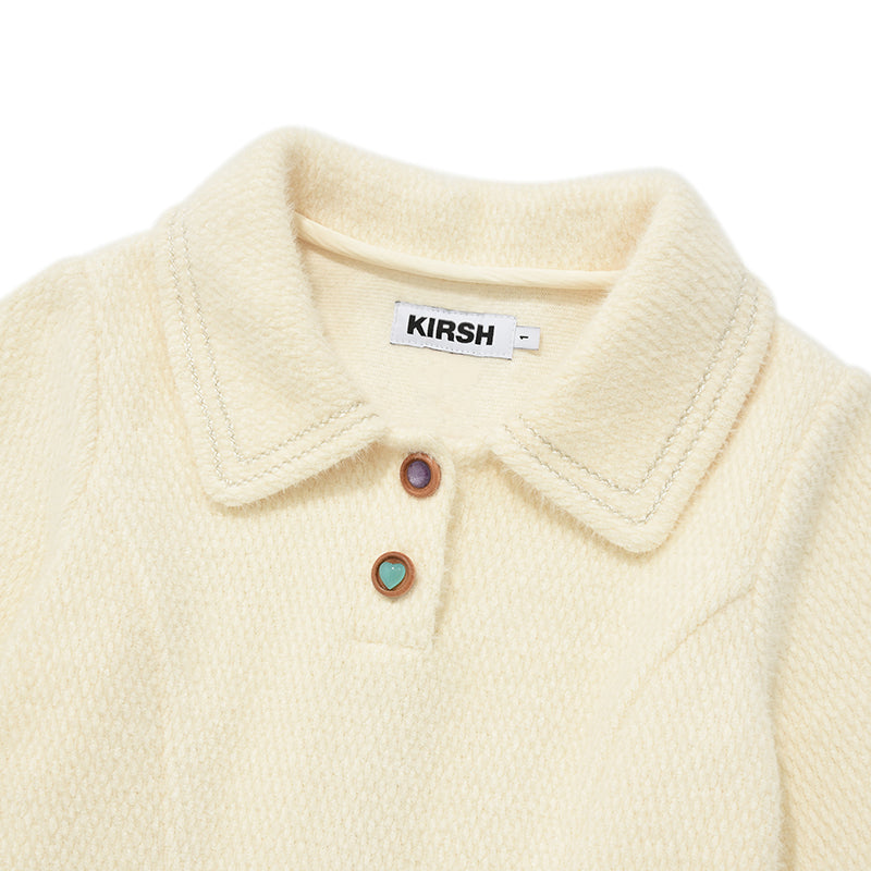 ネックポイントニットミニドレス【アイボリー】