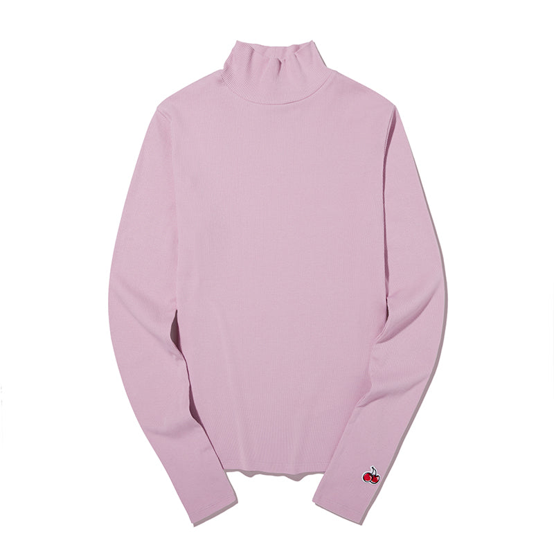 チェリーベーシックハーフネックTシャツ【ピンク】
