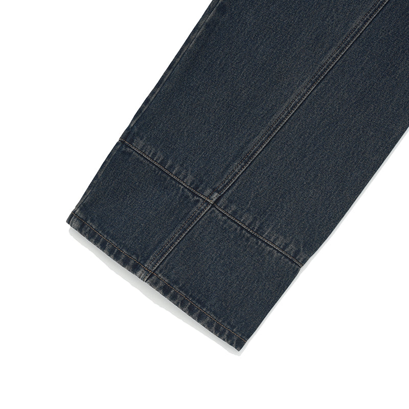 カーブラインワイドフィットデニムパンツ【ブルー】