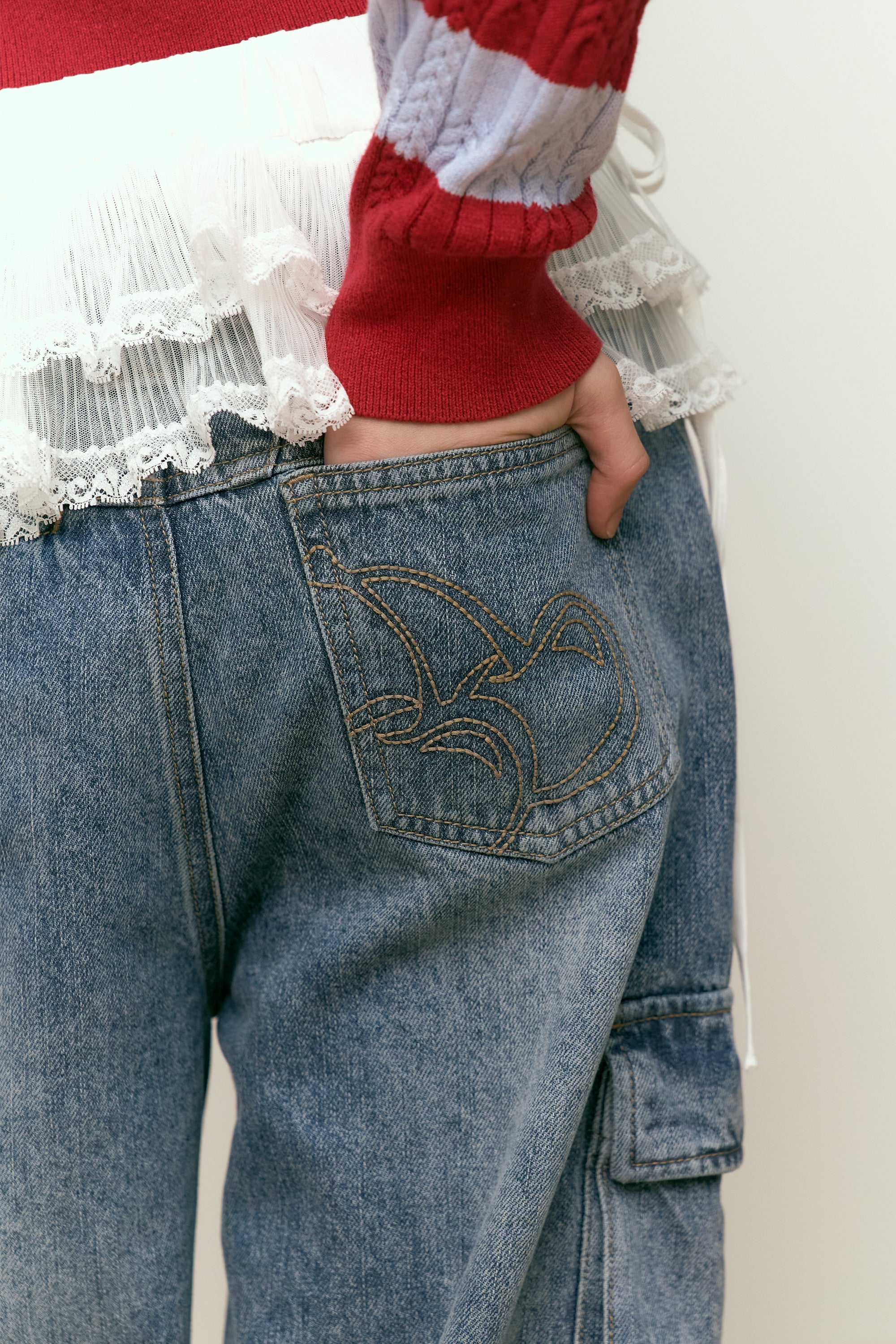 ヴィンテージワイドフィットデニムパンツ【ブルー】