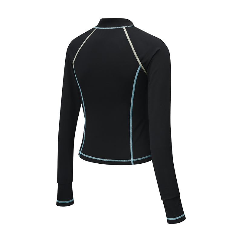 CHERRY COLOR STITCH ZIP-UP RASHGUARD【ブラック】