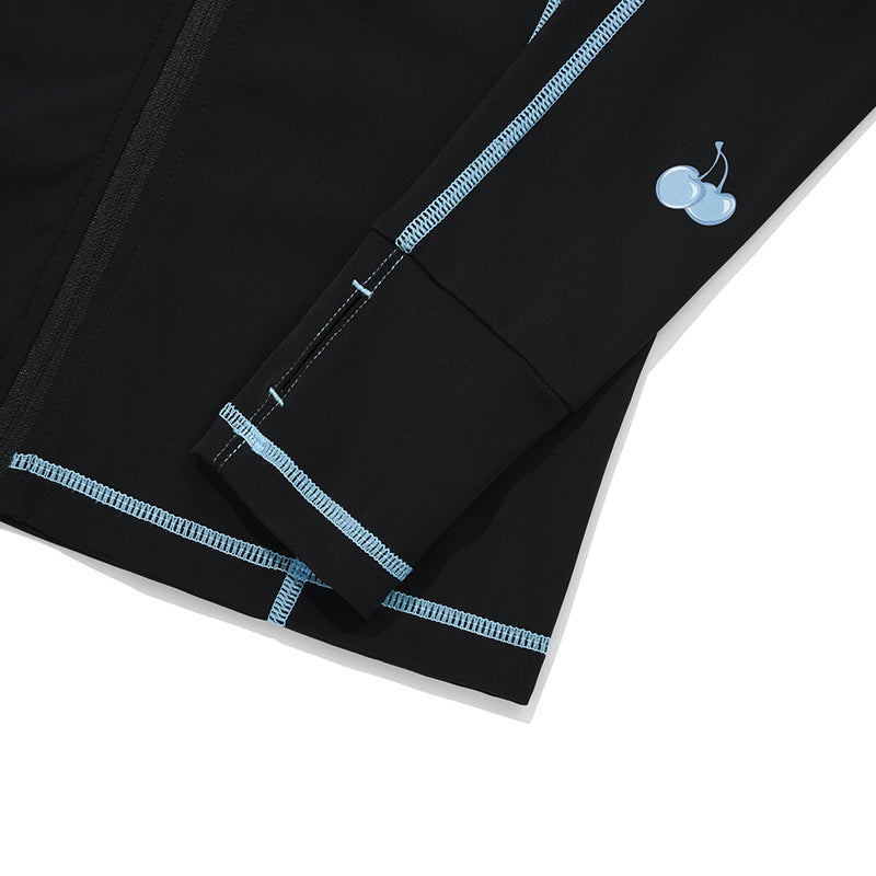 CHERRY COLOR STITCH ZIP-UP RASHGUARD【ブラック】