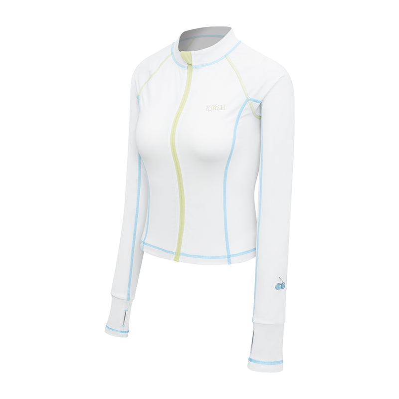 CHERRY COLOR STITCH ZIP-UP RASHGUARD【ブラック】