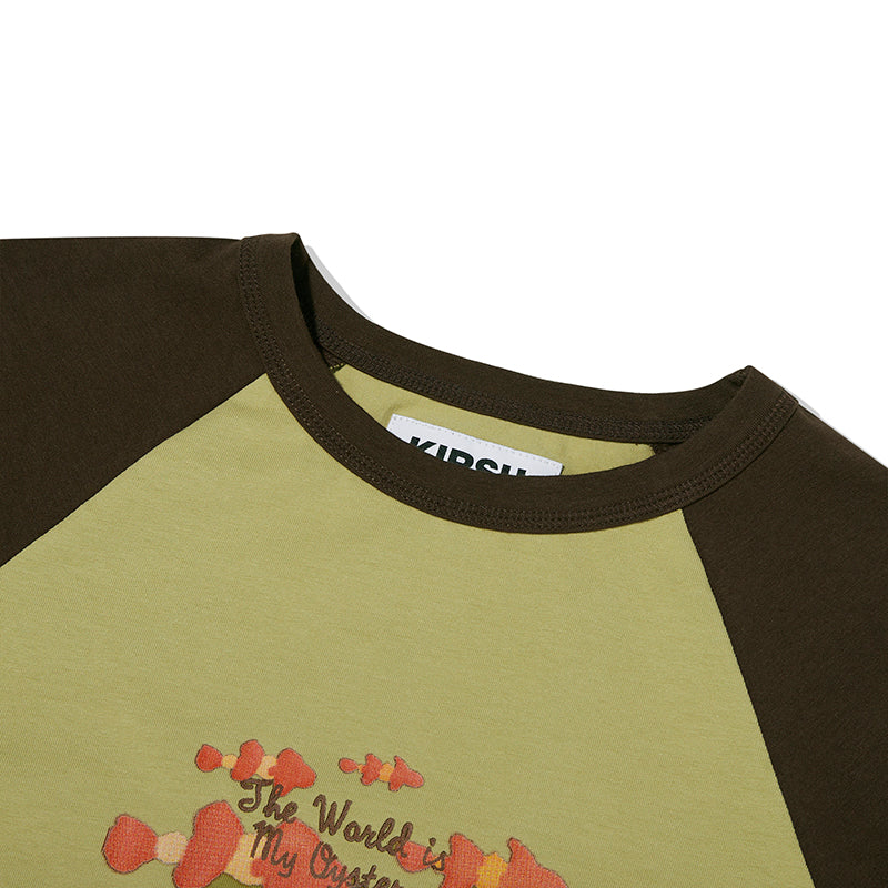 フィッシングミックスラグランクロップTシャツ【スカイ】