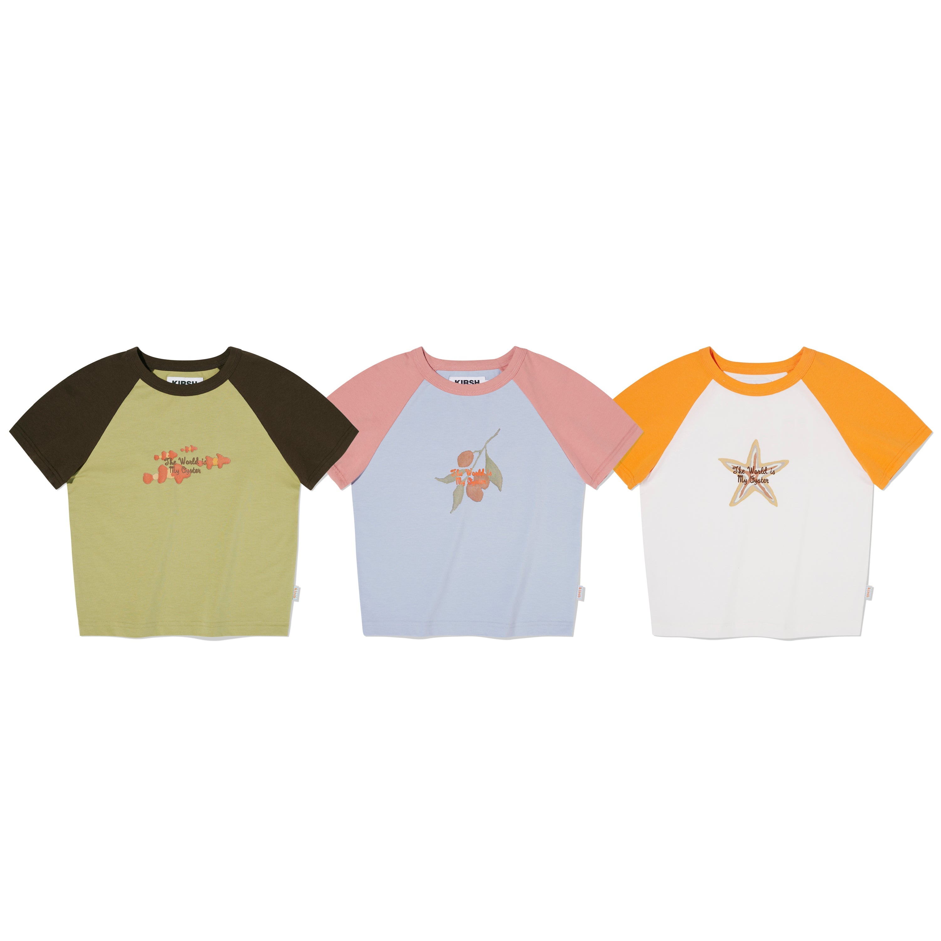 フィッシングミックスラグランクロップTシャツ【スカイ】