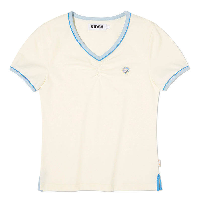 VネックスリムフィットTシャツ【ライトオレンジ】