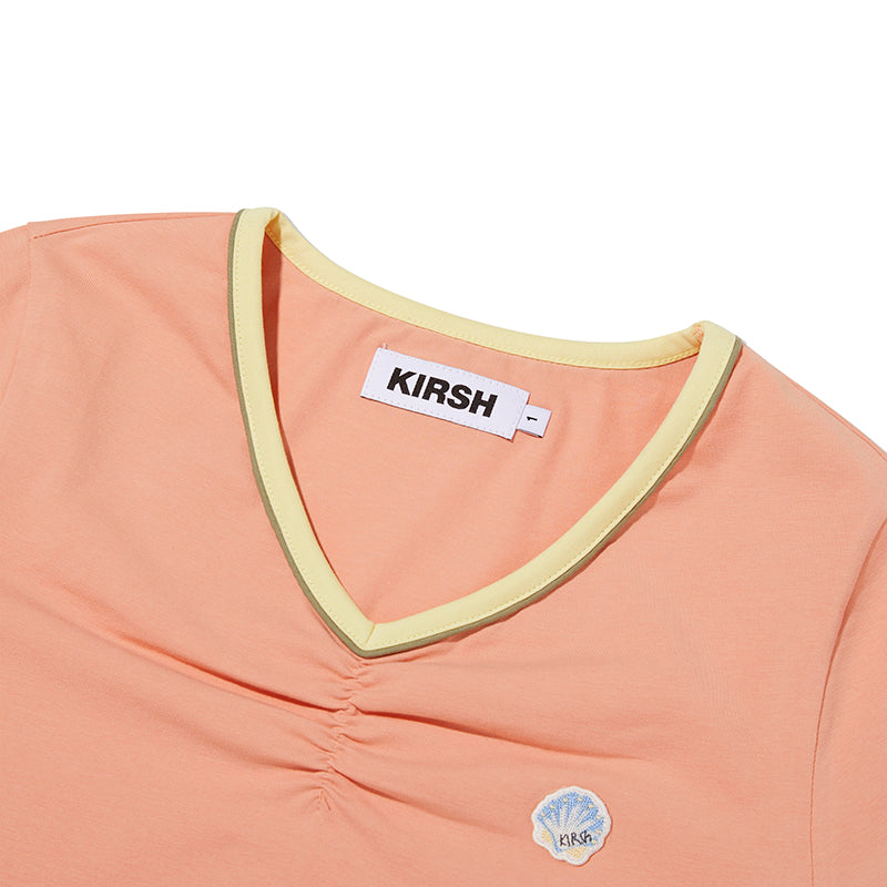 VネックスリムフィットTシャツ【アイボリー】