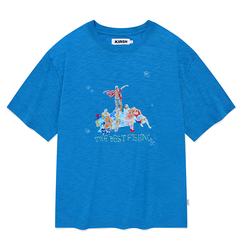 フィッシングピープルグラフィックルーズフィットTシャツ【ホワイト】