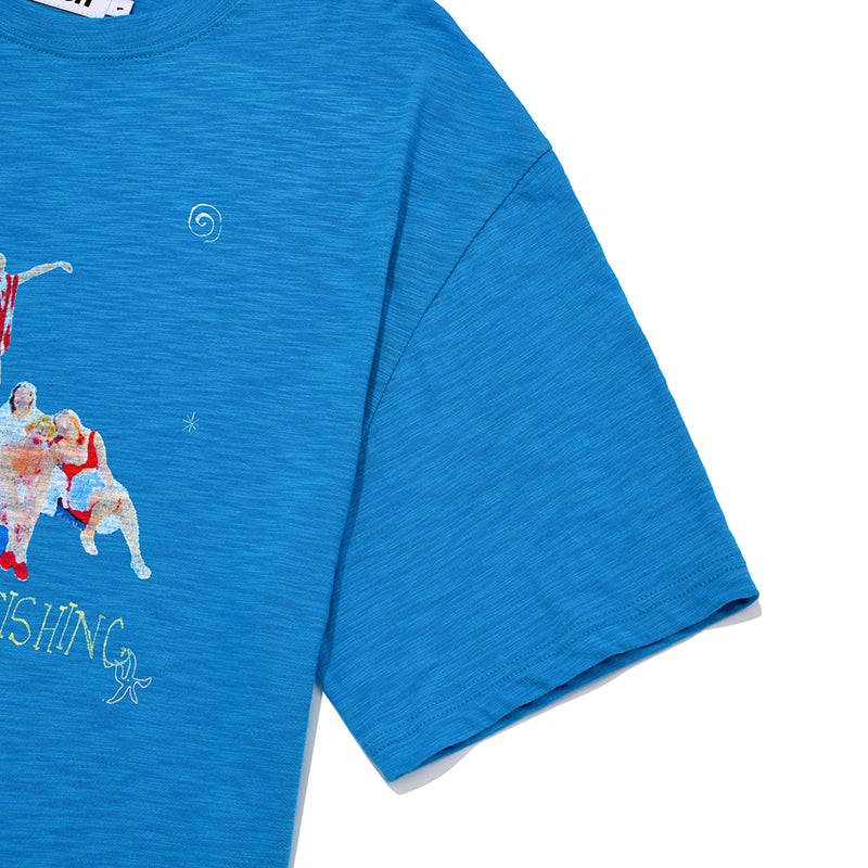 フィッシングピープルグラフィックルーズフィットTシャツ【ホワイト】