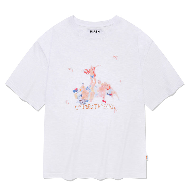 フィッシングピープルグラフィックルーズフィットTシャツ【ホワイト】