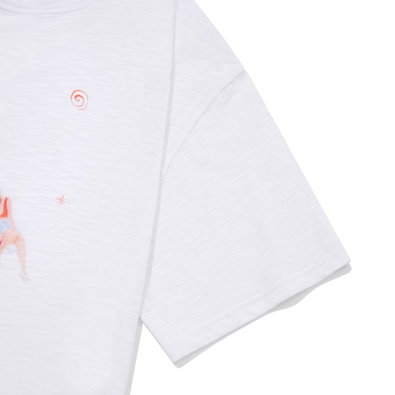 フィッシングピープルグラフィックルーズフィットTシャツ【ホワイト】