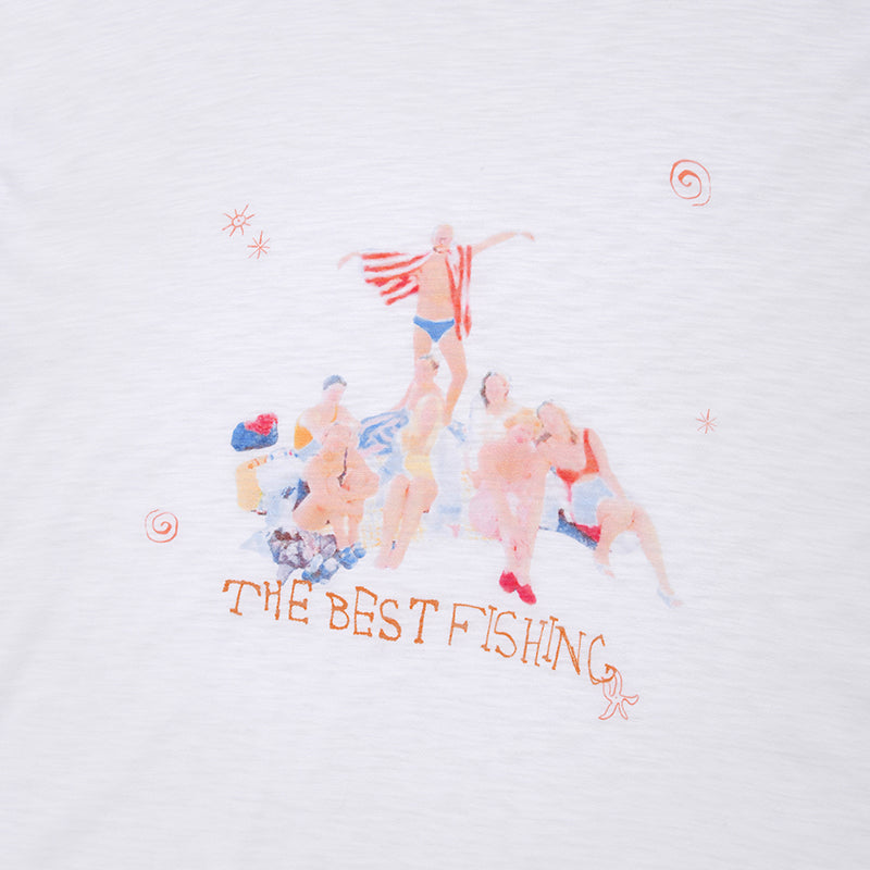 フィッシングピープルグラフィックルーズフィットTシャツ【ホワイト】