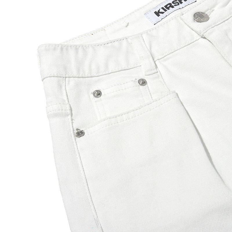 チェリーデニムピンタックショートパンツ【ホワイト】