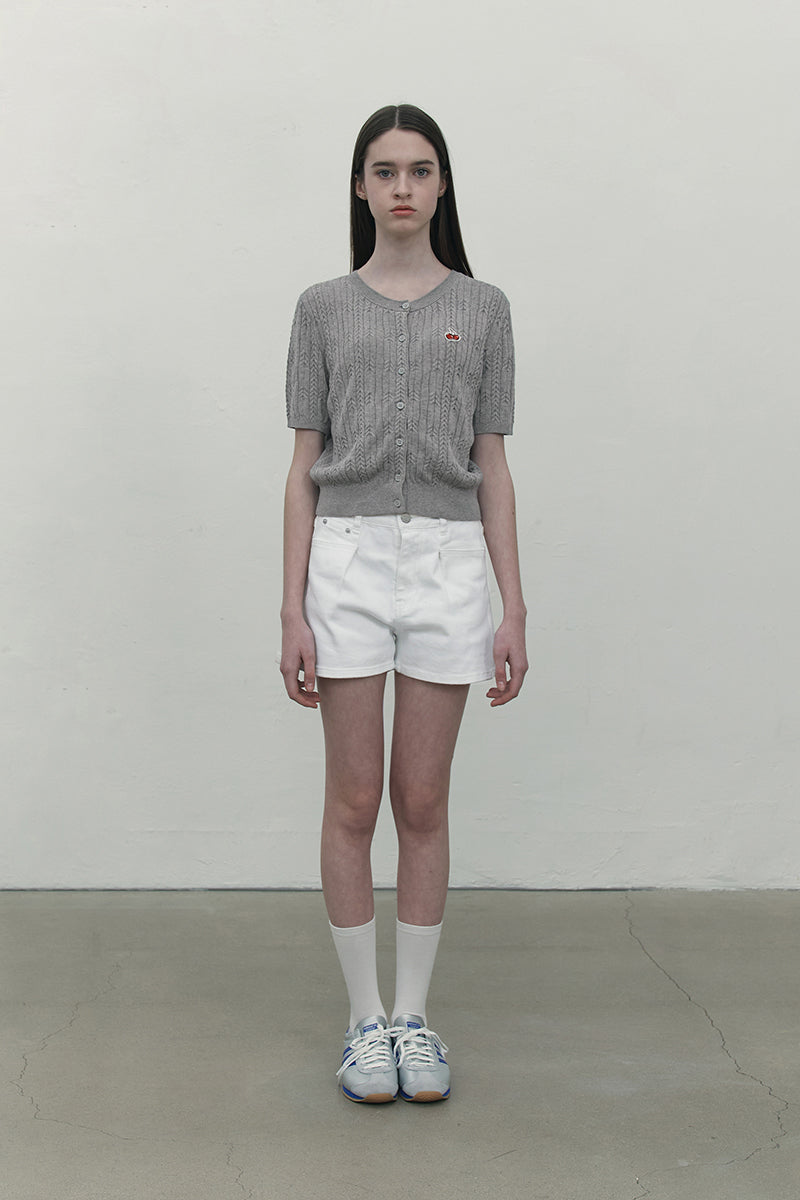 チェリーデニムピンタックショートパンツ【ホワイト】