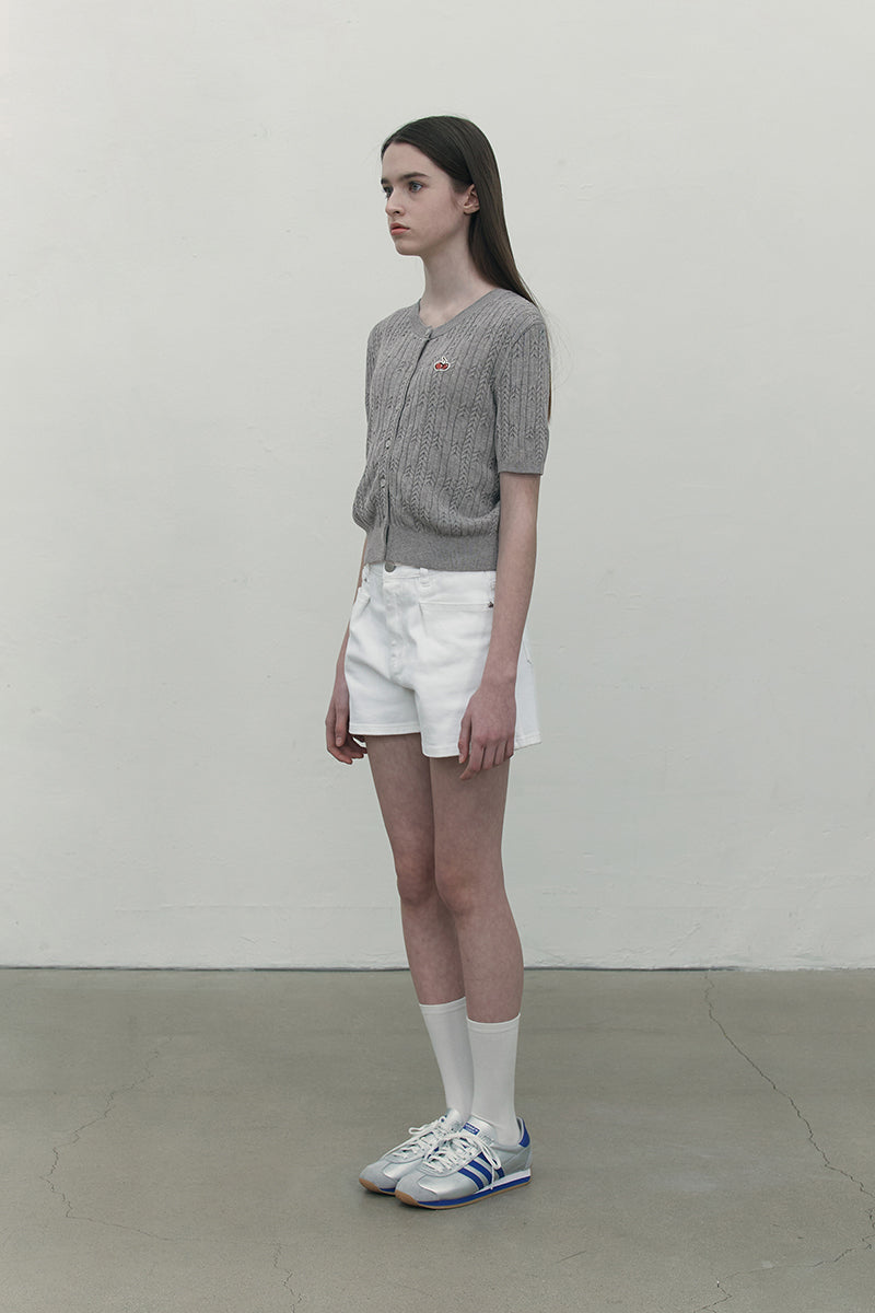 チェリーデニムピンタックショートパンツ【ホワイト】