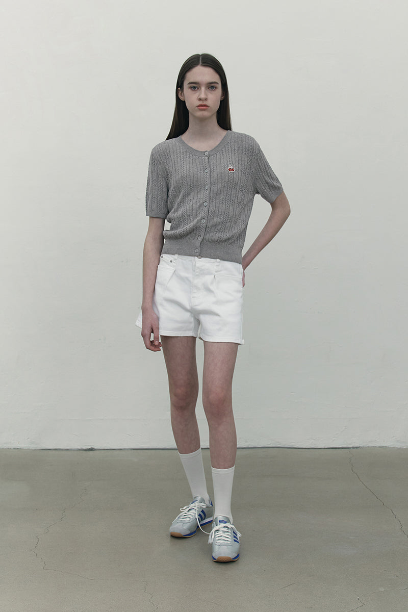 チェリーデニムピンタックショートパンツ【ホワイト】