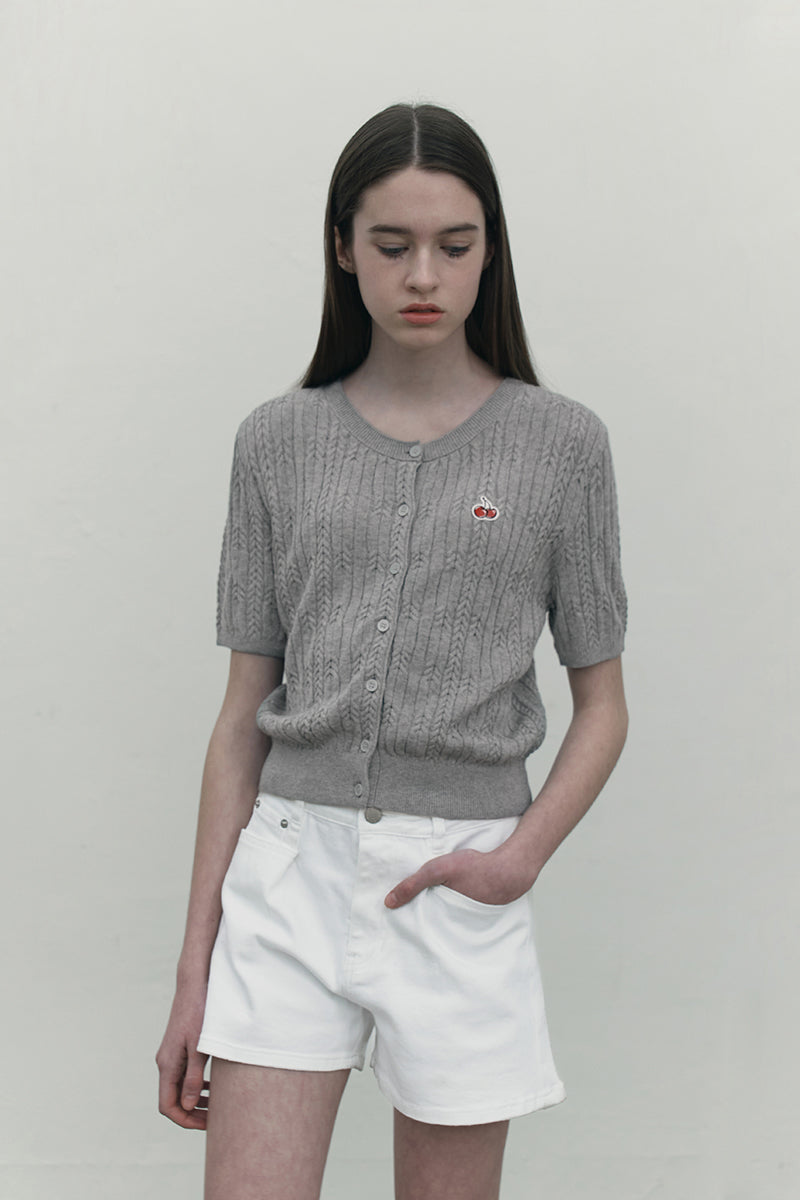 チェリーデニムピンタックショートパンツ【ホワイト】