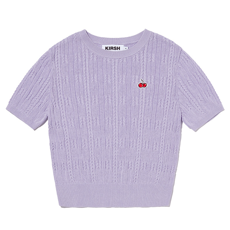 スモールチェリーケーブルクロップショートスリーブニット【ラベンダー】