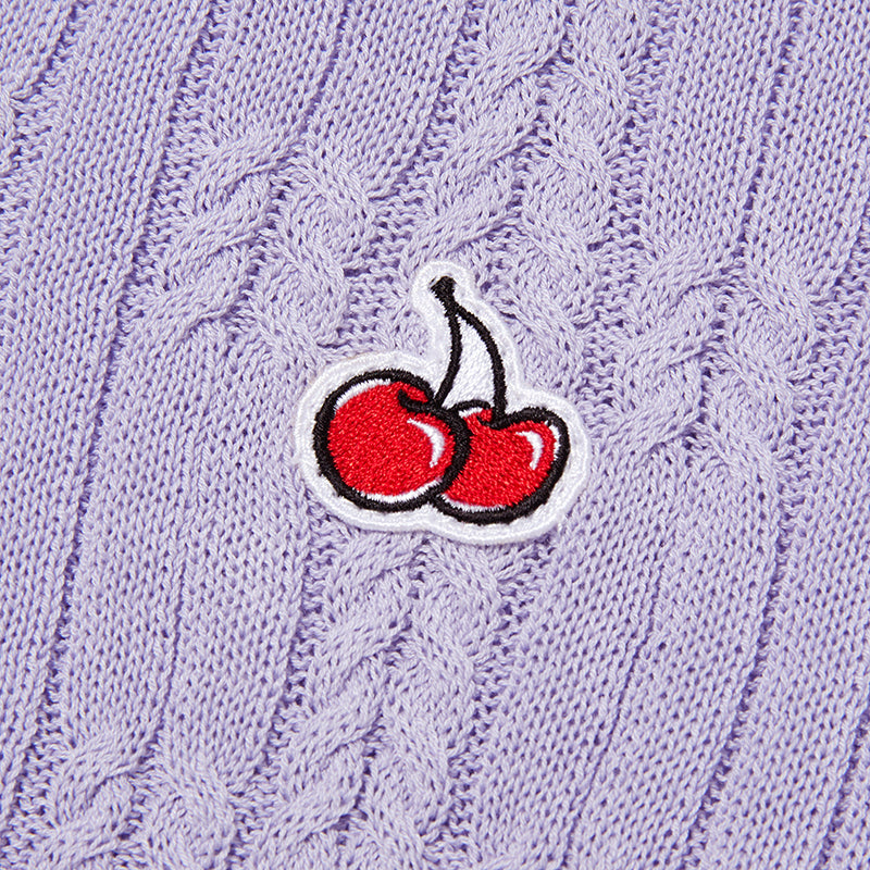 スモールチェリーケーブルクロップショートスリーブニット【ラベンダー】