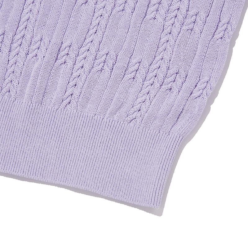 スモールチェリーケーブルクロップショートスリーブニット【ラベンダー】