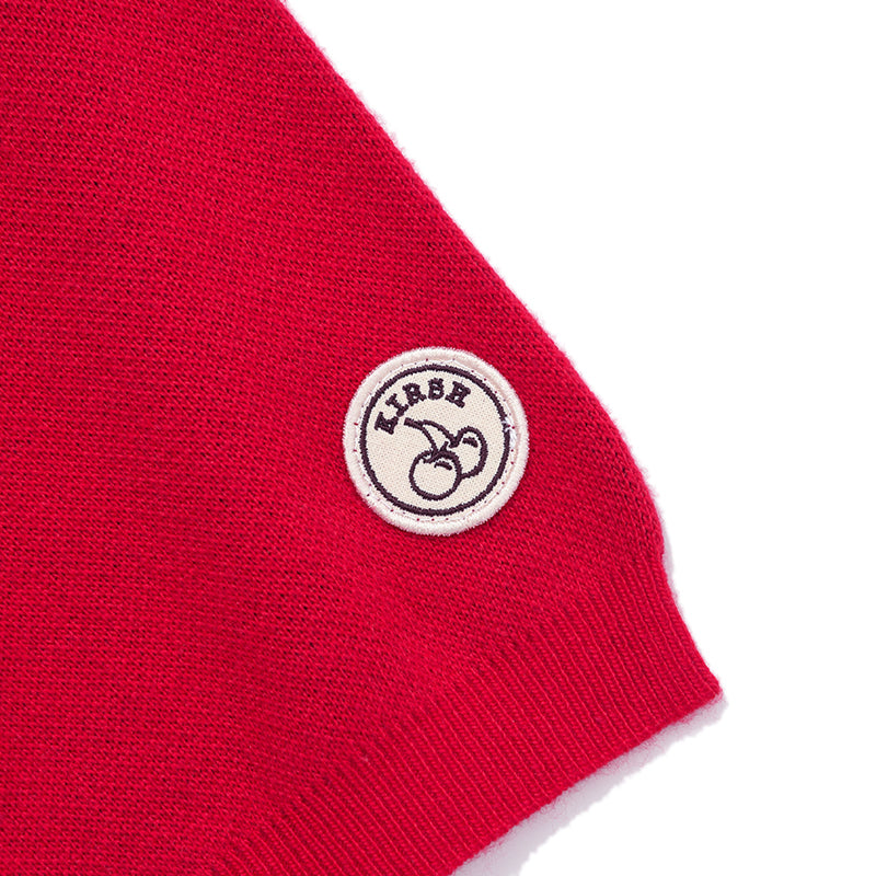 アーガイルパターンショートスリーブニット【レッド】