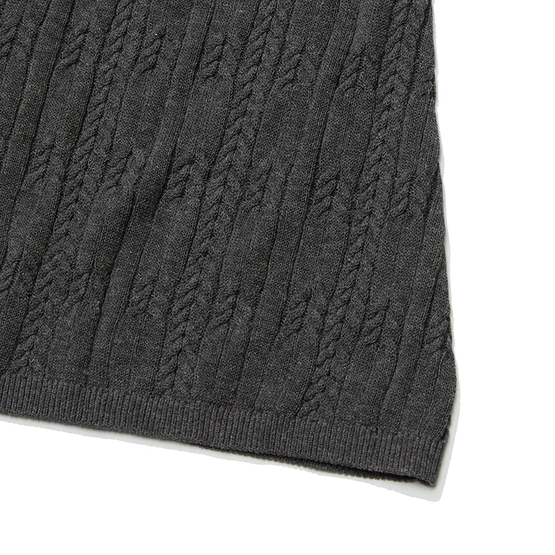 スモールチェリーケーブルニットドレス【メランジグレー】