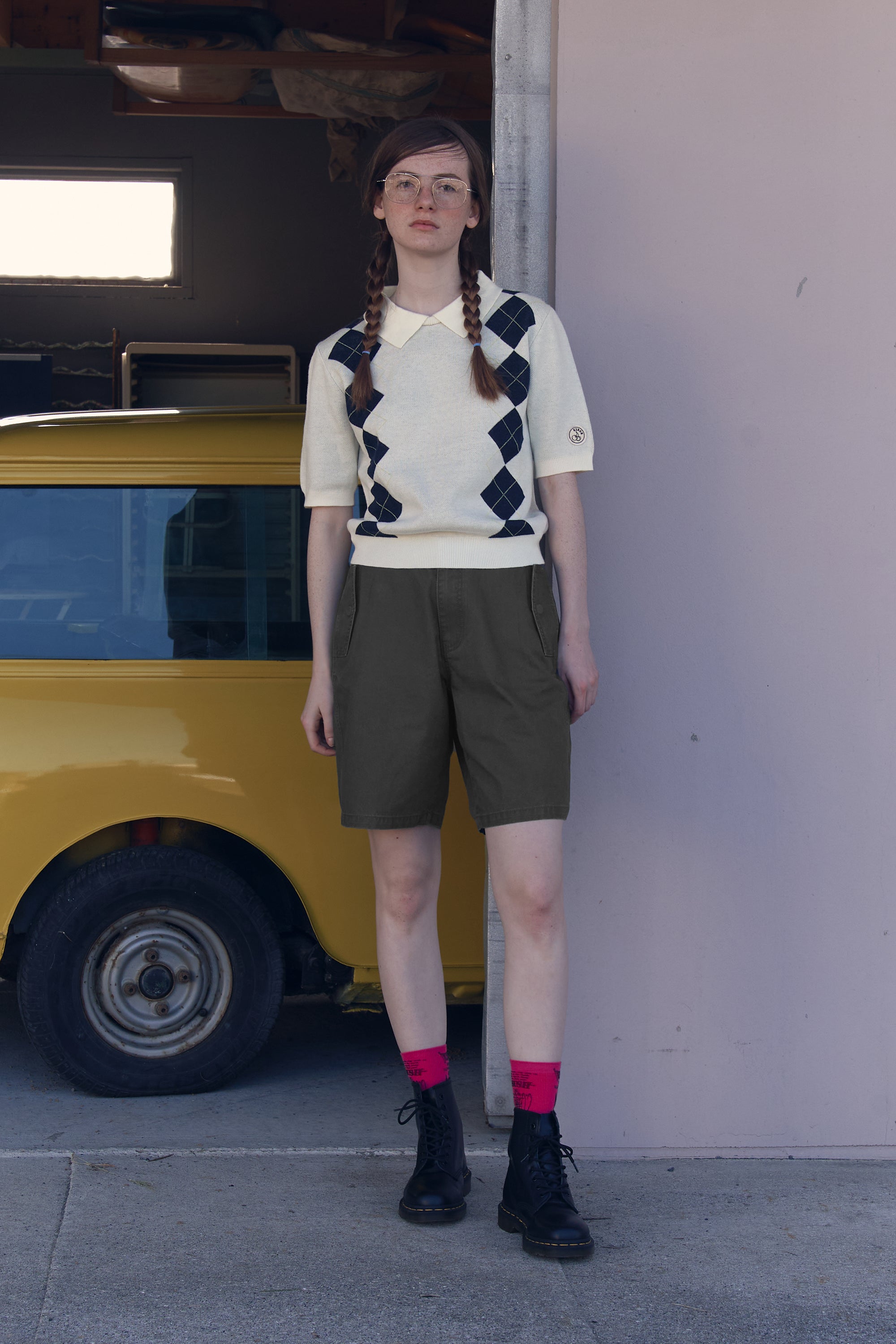 ユースホテルピグメントポイントハーフパンツ【チャコール】