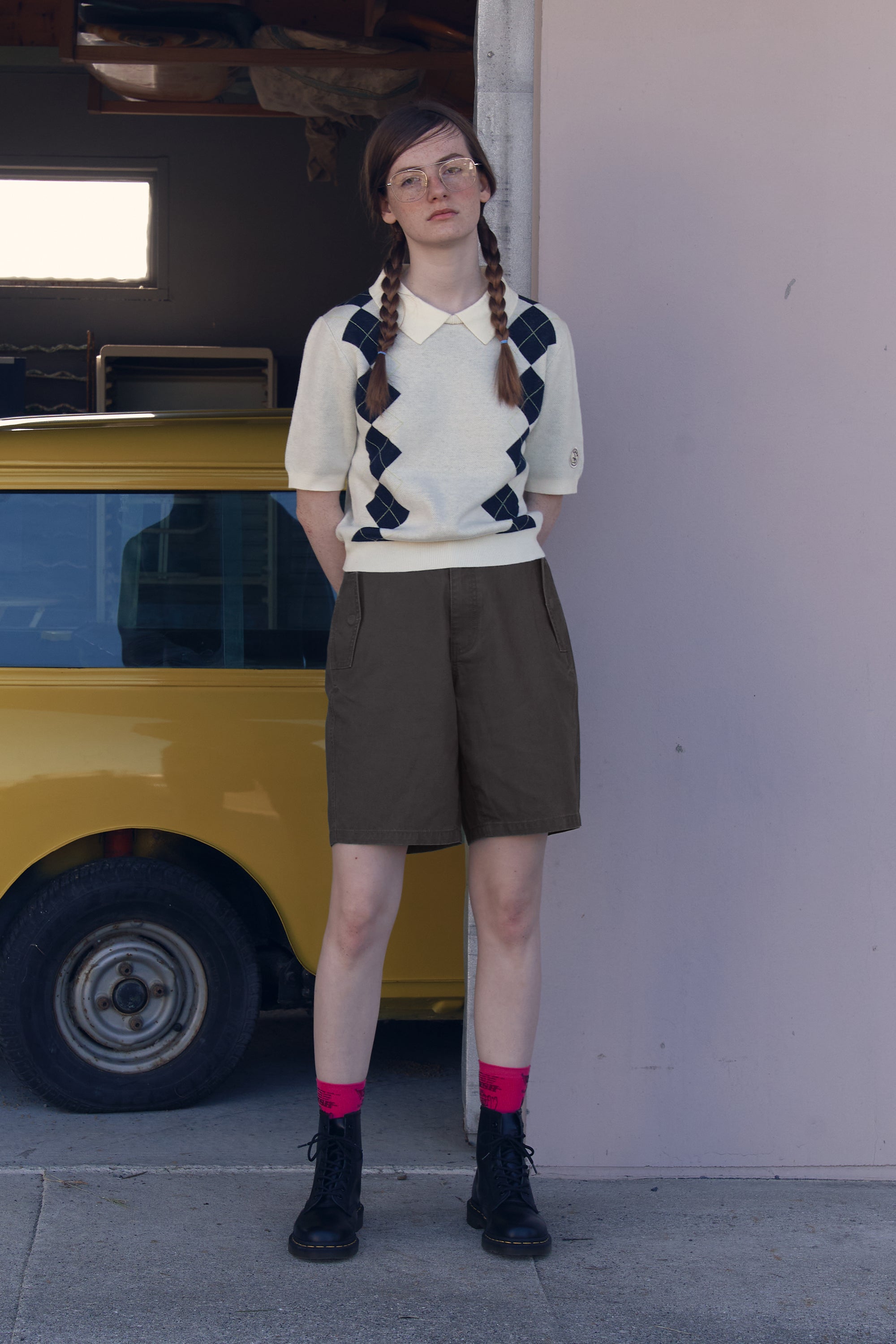 ユースホテルピグメントポイントハーフパンツ【チャコール】