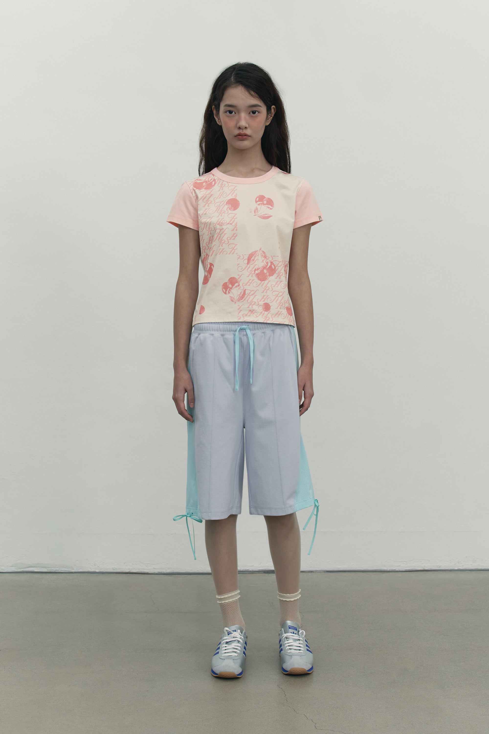 カラーミックスリボンハーフパンツ【スカイ】