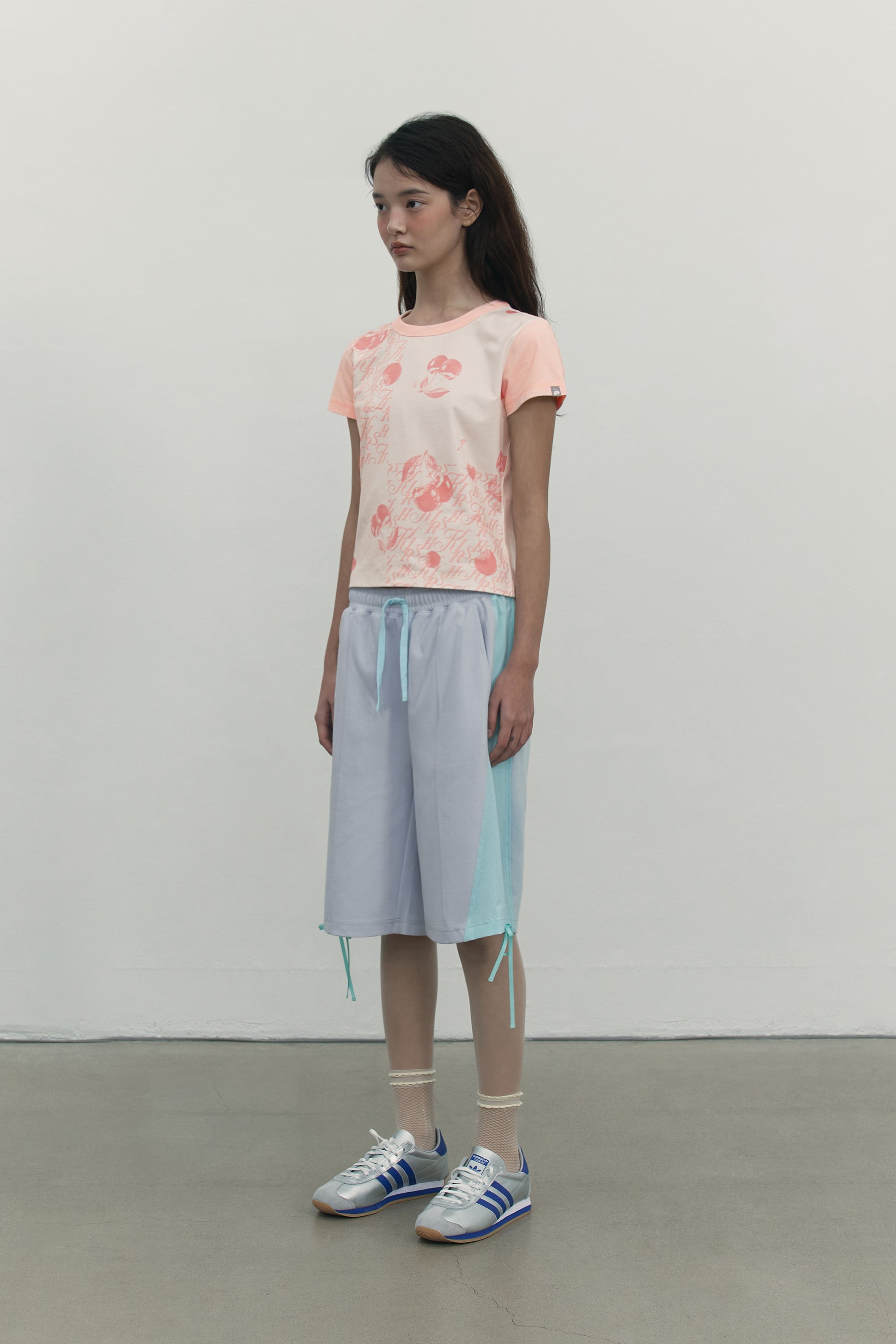 カラーミックスリボンハーフパンツ【スカイ】