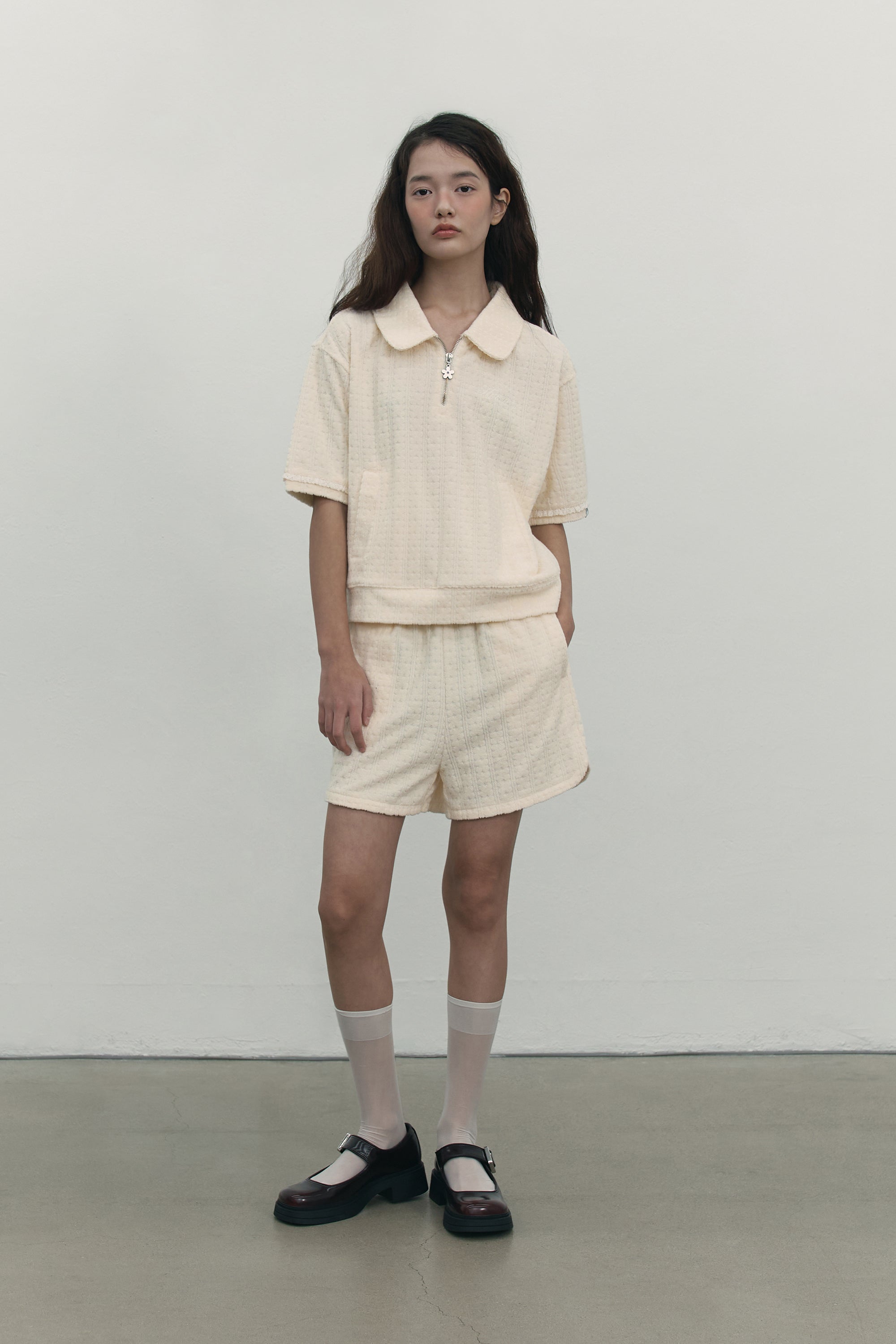 バンディングテリーショートパンツ【アイボリー】