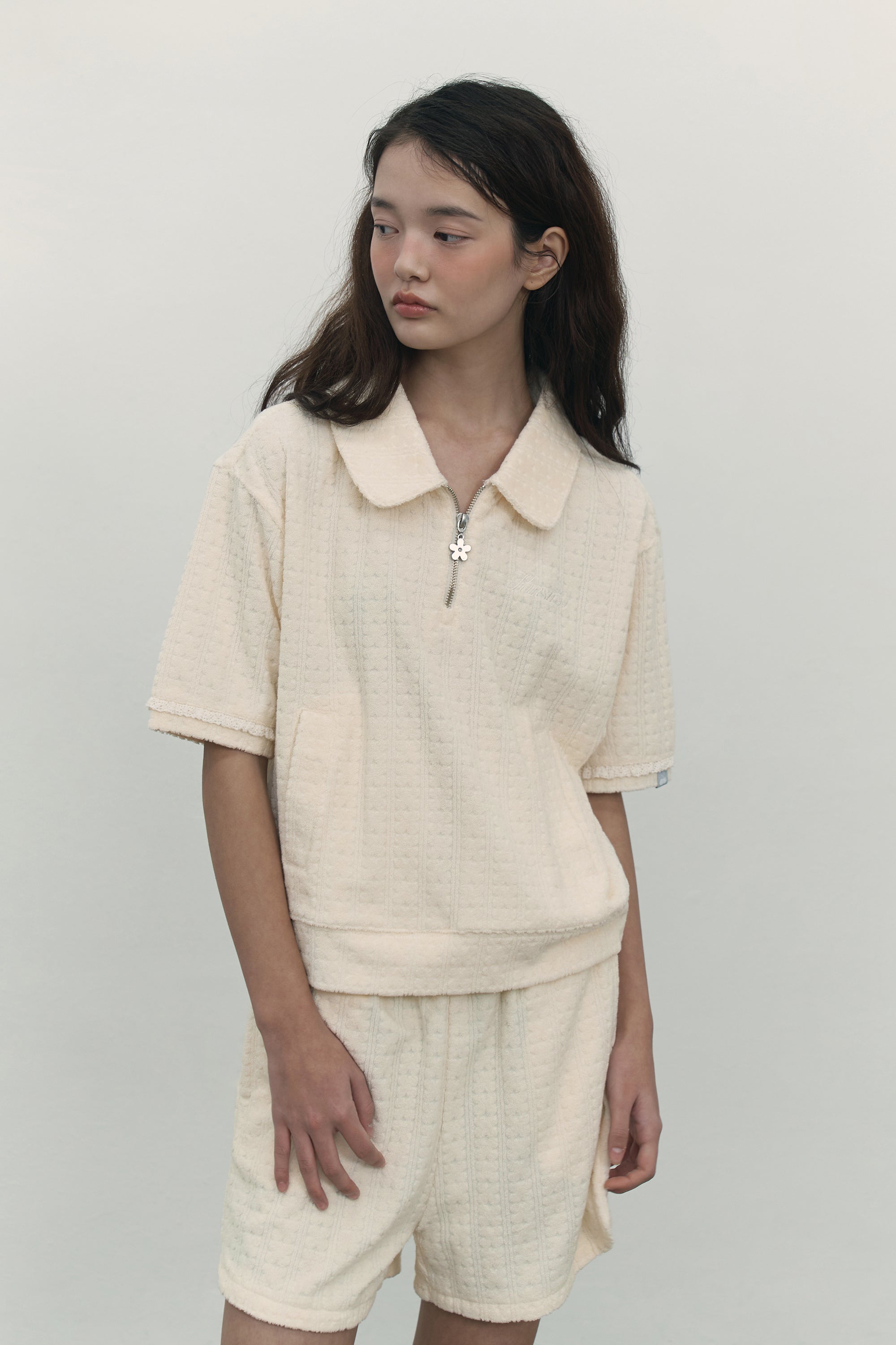 バンディングテリーショートパンツ【アイボリー】