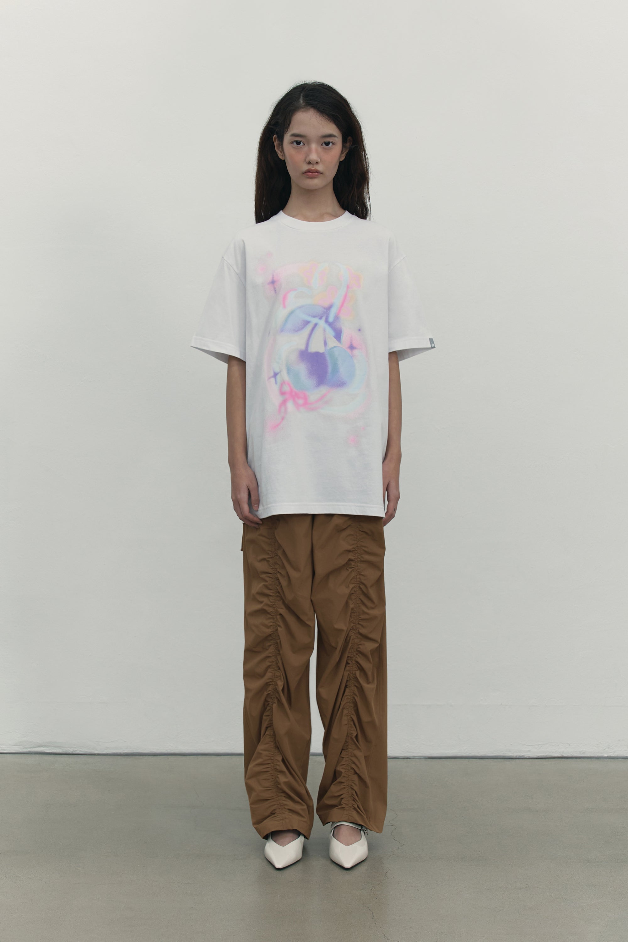 チェリーブラーグラフィックTシャツ【メランジグレー】