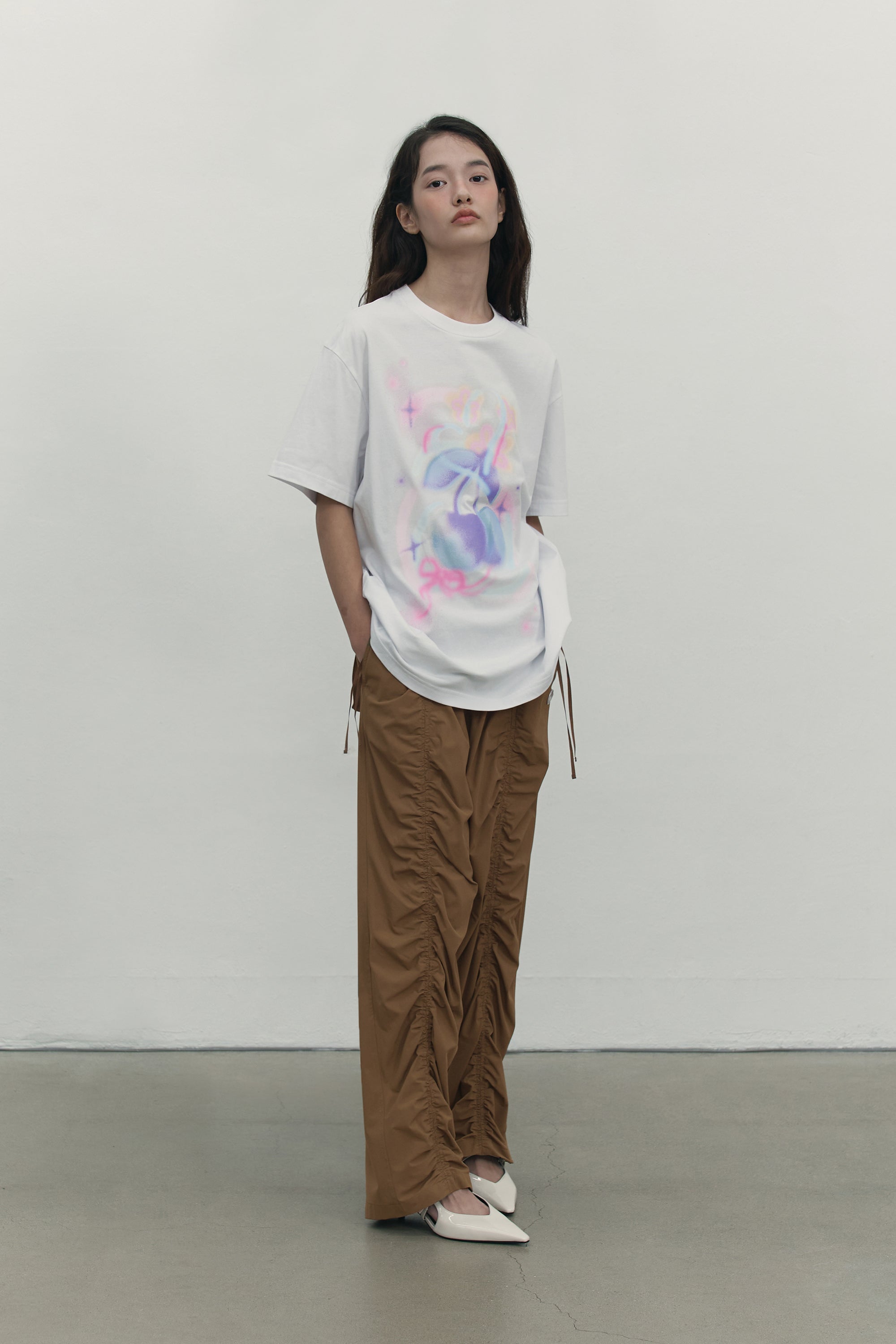 チェリーブラーグラフィックTシャツ【メランジグレー】