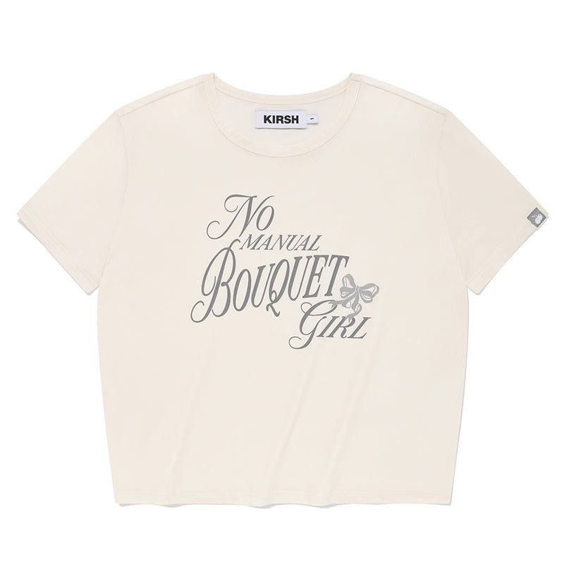 ブーケガールグラフィックTシャツ【アイボリー】