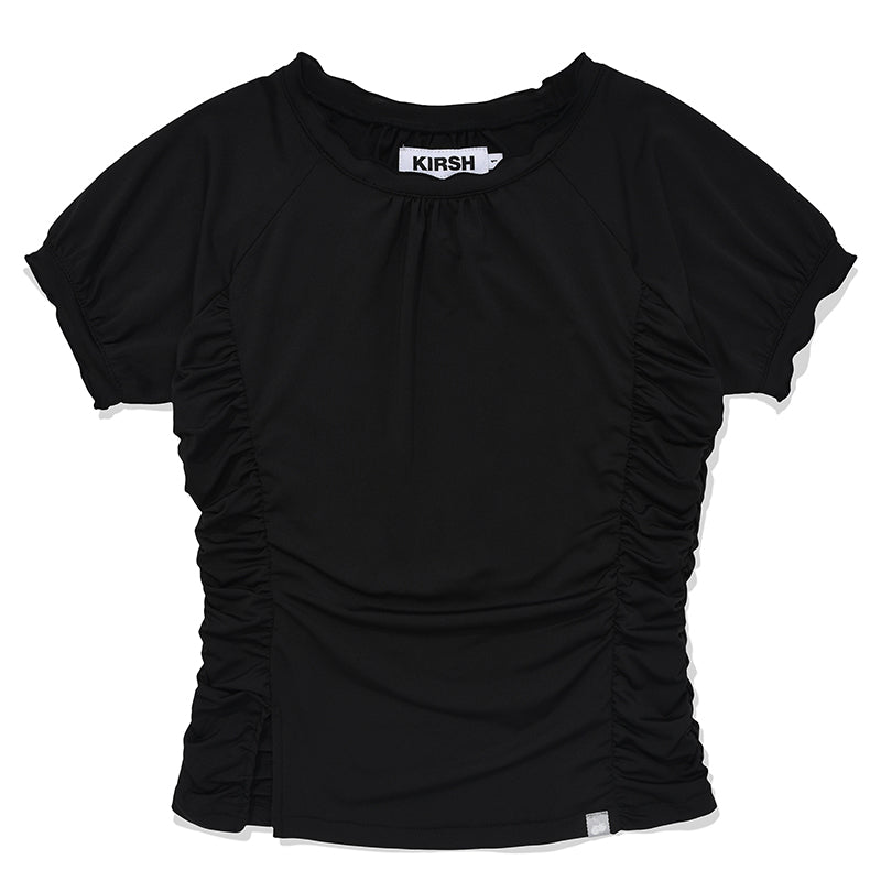 シャーリングスリムフィットTシャツ【ホワイト】