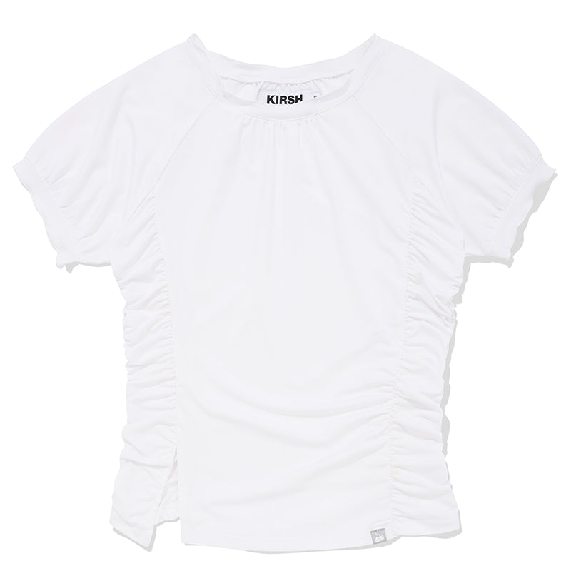 シャーリングスリムフィットTシャツ【ホワイト】