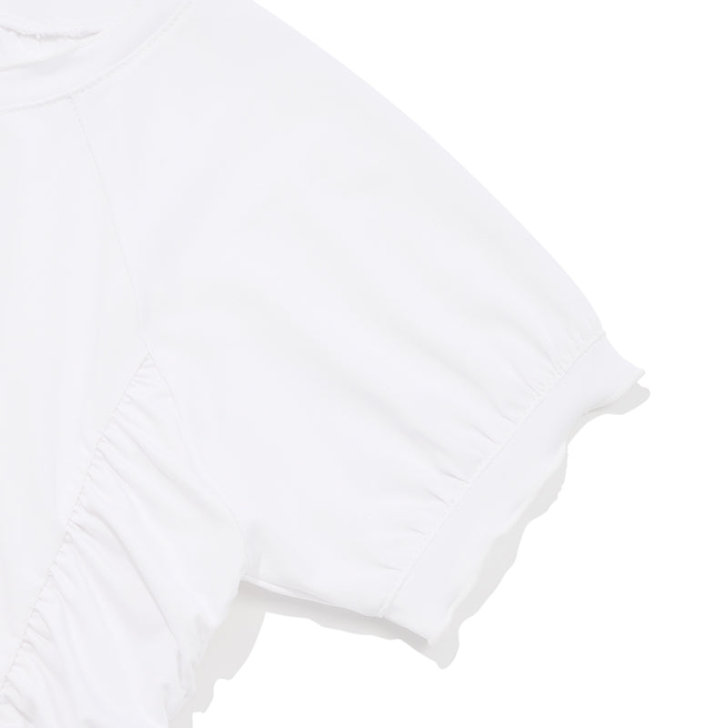 シャーリングスリムフィットTシャツ【ホワイト】