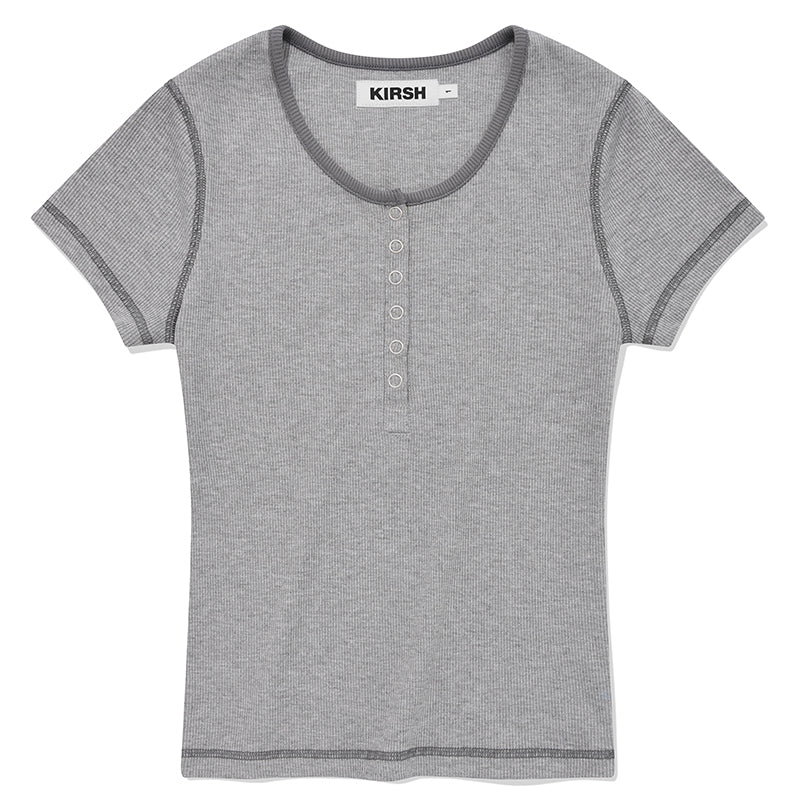 ステッチポイントスリムフィットTシャツ【メランジグレー】