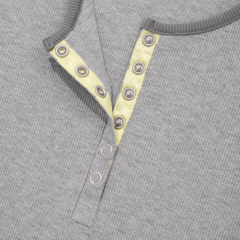 ステッチポイントスリムフィットTシャツ【メランジグレー】