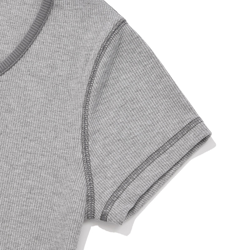 ステッチポイントスリムフィットTシャツ【メランジグレー】