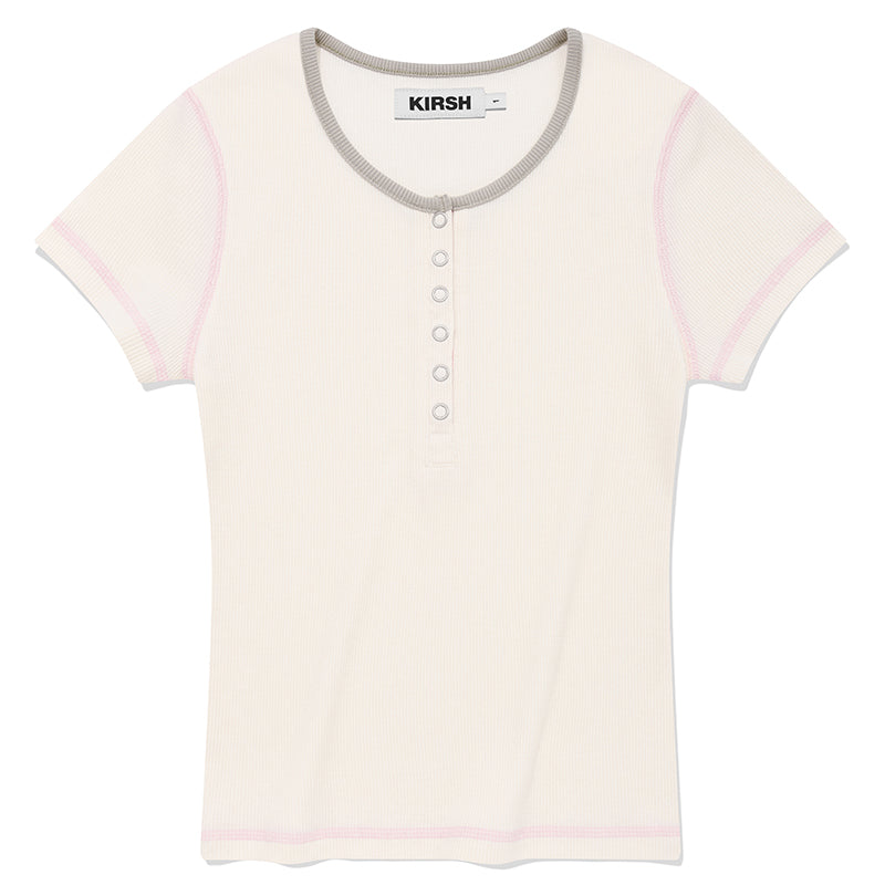 ステッチポイントスリムフィットTシャツ【アイボリー】