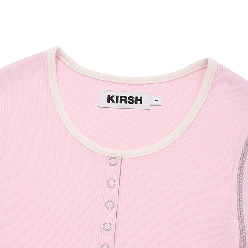 ステッチポイントスリムフィットTシャツ【ピンク】