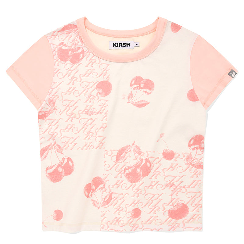 ブーケガールグラフィックカラーミックススリムフィットTシャツ【アイボリー】