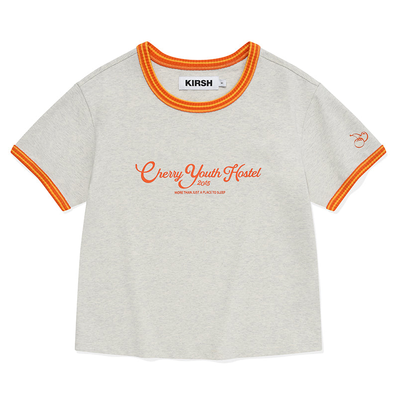 カラーコンビネーション クロップTシャツ【オートミール】