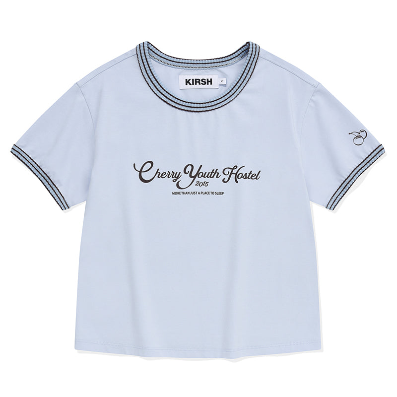 カラーコンビネーション クロップTシャツ【スカイ】
