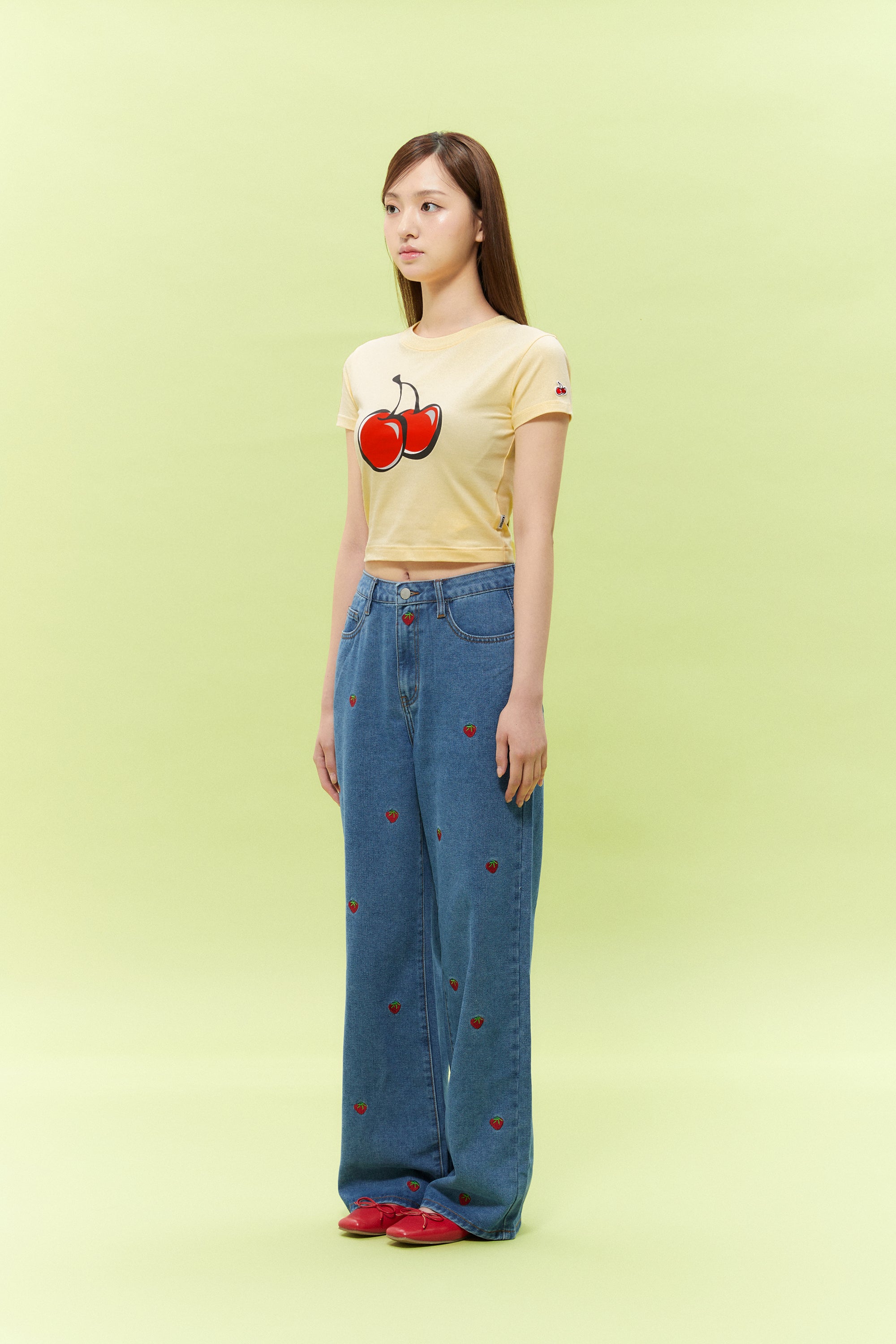 【Big Cherry Tokyo Collection】シグネチャービックチェリークロップTシャツ【ライトオレンジ】