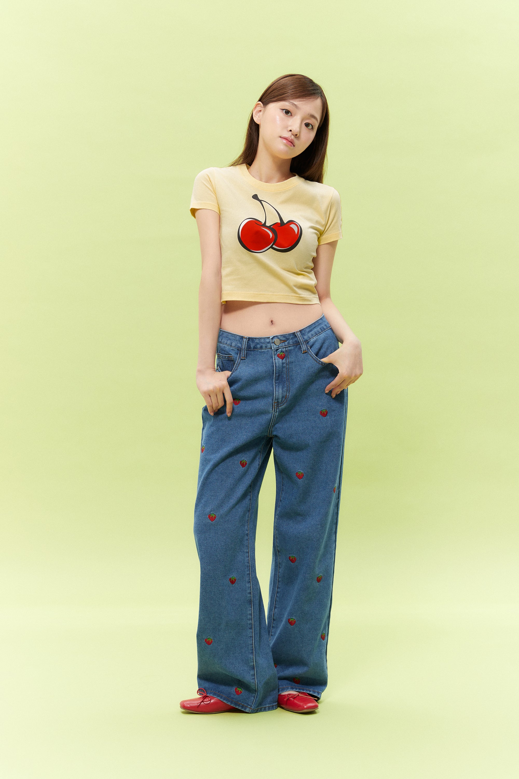 【Big Cherry Tokyo Collection】シグネチャービックチェリークロップTシャツ【ライトミント】